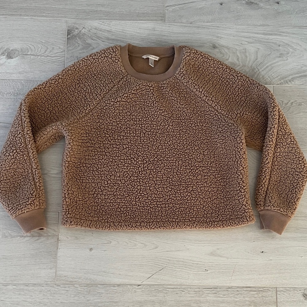 Banana Republic Cozy Tan Sherpa Cropped Top - Teddy Fabric